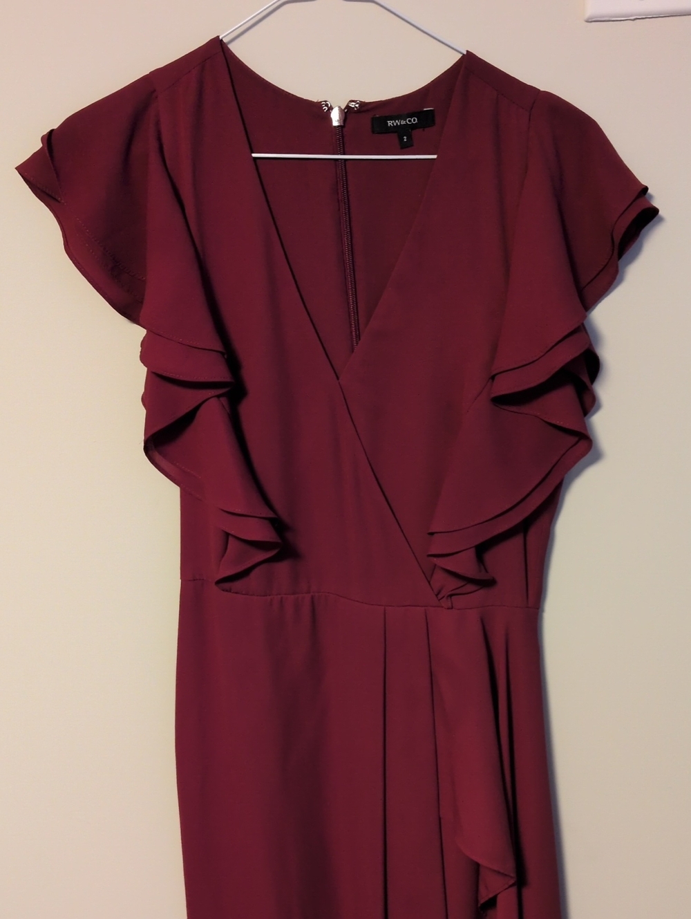 Women’s Burgundy Ruffle Sleeve Dress